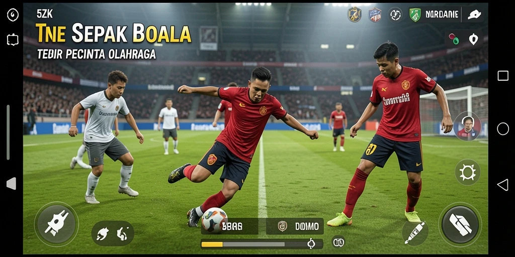 Screenshot gameplay 5ZK menampilkan momen seru dalam pertandingan sepak bola.
