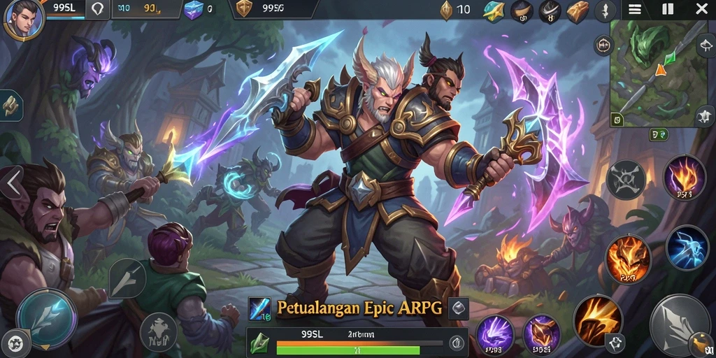 Tampilan screenshot gameplay <strong>99SL</strong> yang menampilkan pertempuran seru di dunia fantasi.