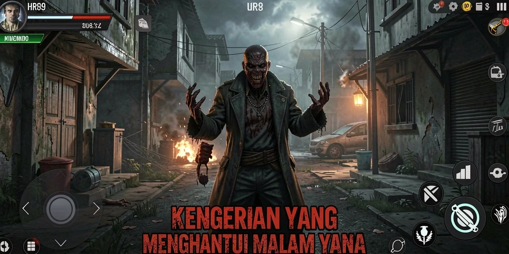 Tangkapan layar HR89 menampilkan suasana kelam dan makhluk menyeramkan.