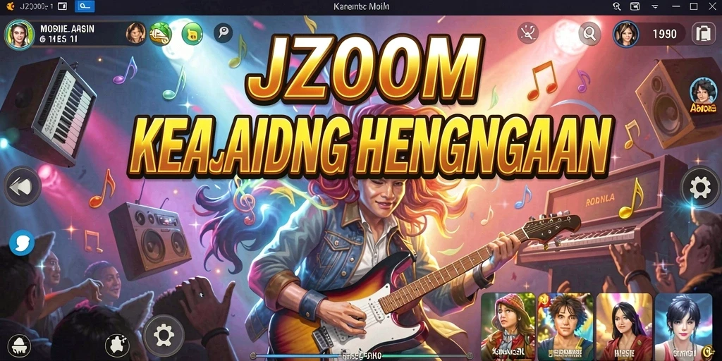 Tampilan screenshot permainan J200M yang menampilkan serunya bermain musik.