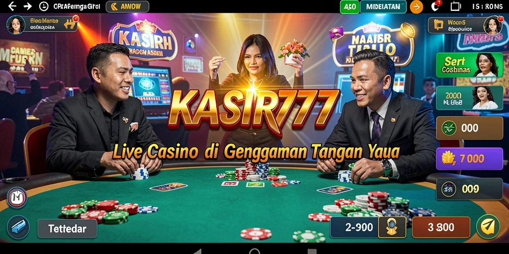 Screenshot gameplay KASIR777 menampilkan dealer langsung dan permainan yang mendebarkan.