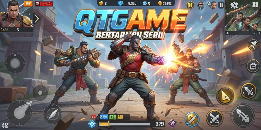 Screenshot menampilkan aksi seru dalam pertarungan Battle Royale QTGAME.