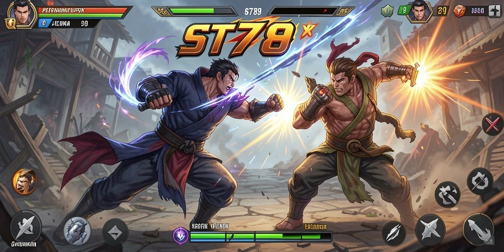 Gameplay ST789 menampilkan pertarungan intens dan karakter yang dinamis.